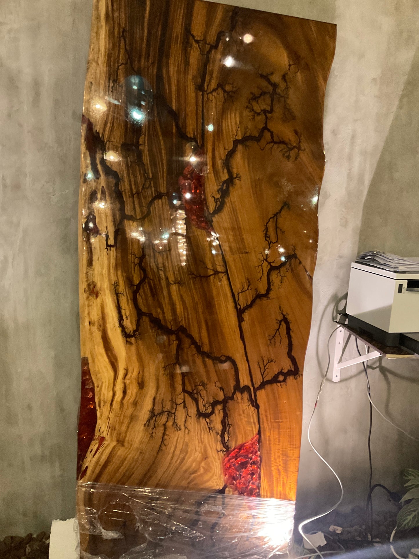 Red epoxy dining table